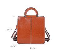 Women's Medium Leather Solid Color Vintage Style Zipper Buckle Handbag main image 2