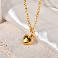Titanium Steel 18K Gold Plated Cute Sweet Polishing Heart Shape Pendant Necklace main image 7