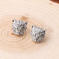 1 Pair IG Style Shiny Jaguar Inlay Alloy Rhinestones Rhodium Plated Ear Studs main image 1