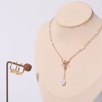 Copper Gold Plated Elegant Luxurious Angel Pearl Earrings Necklace main image 6