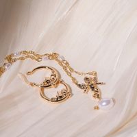 Copper Gold Plated Elegant Luxurious Angel Pearl Earrings Necklace main image 4