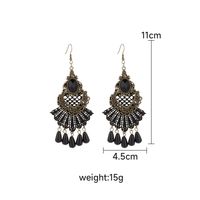 1 Pair IG Style Retro Geometric Tassel Hollow Out Inlay Alloy Lace Glass Drop Earrings main image 2