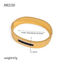 Titanium Steel 18K Gold Plated Casual Elegant Simple Style Leaves Solid Color Layered Inlay Rhinestones Bangle main image 2