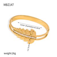 Titanium Steel 18K Gold Plated Casual Elegant Simple Style Leaves Solid Color Layered Inlay Rhinestones Bangle main image 3