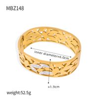 Titanium Steel 18K Gold Plated Casual Elegant Simple Style Leaves Solid Color Layered Inlay Rhinestones Bangle main image 4