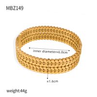Titanium Steel 18K Gold Plated Casual Elegant Simple Style Leaves Solid Color Layered Inlay Rhinestones Bangle main image 5