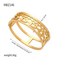 Titanium Steel 18K Gold Plated Casual Elegant Simple Style Leaves Solid Color Layered Inlay Rhinestones Bangle sku image 1