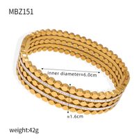 Titanium Steel 18K Gold Plated Casual Elegant Simple Style Leaves Solid Color Layered Inlay Rhinestones Bangle main image 6