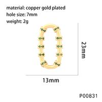 1 Piece 13 * 23mm Hole 6~9.9mm Copper Zircon 18K Gold Plated Oval Polished Pendant sku image 1