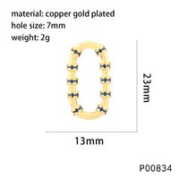 1 Piece 13 * 23mm Hole 6~9.9mm Copper Zircon 18K Gold Plated Oval Polished Pendant sku image 4