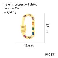 1 Piece 13 * 23mm Hole 6~9.9mm Copper Zircon 18K Gold Plated Oval Polished Pendant sku image 3