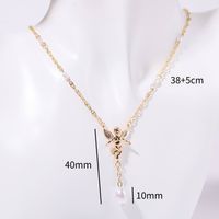 Copper Gold Plated Elegant Luxurious Angel Pearl Earrings Necklace sku image 1