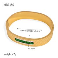 Titanium Steel 18K Gold Plated Casual Elegant Simple Style Leaves Solid Color Layered Inlay Rhinestones Bangle sku image 5