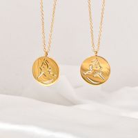 Titanium Steel 18K Gold Plated Simple Style Human Face Round Pendant Necklace main image 3