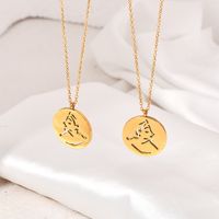 Titanium Steel 18K Gold Plated Simple Style Human Face Round Pendant Necklace main image 5