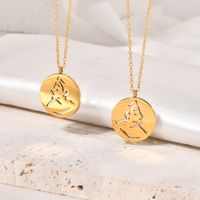 Titanium Steel 18K Gold Plated Simple Style Human Face Round Pendant Necklace main image 4