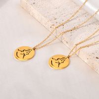 Titanium Steel 18K Gold Plated Simple Style Human Face Round Pendant Necklace main image 7