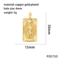 1 Piece 15*30mm Hole 4~4.9mm Copper Zircon 18K Gold Plated Rectangle Polished Pendant main image 6