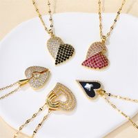 Stainless Steel Copper 18K Gold Plated IG Style Inlay Heart Shape Zircon Pendant Necklace main image 4