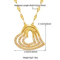 Stainless Steel Copper 18K Gold Plated IG Style Inlay Heart Shape Zircon Pendant Necklace sku image 3