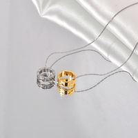 Titan Stahl Einfacher Stil Inlay Doppelring Zirkon Halskette Mit Anhänger main image 3