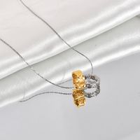 Titan Stahl Einfacher Stil Inlay Doppelring Zirkon Halskette Mit Anhänger main image 5