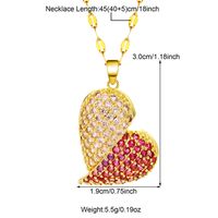 Stainless Steel Copper 18K Gold Plated IG Style Inlay Heart Shape Zircon Pendant Necklace sku image 4