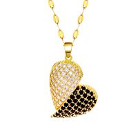 Stainless Steel Copper 18K Gold Plated IG Style Inlay Heart Shape Zircon Pendant Necklace main image 8