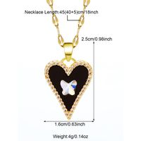 Stainless Steel Copper 18K Gold Plated IG Style Inlay Heart Shape Zircon Pendant Necklace sku image 1
