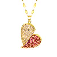 Stainless Steel Copper 18K Gold Plated IG Style Inlay Heart Shape Zircon Pendant Necklace main image 7
