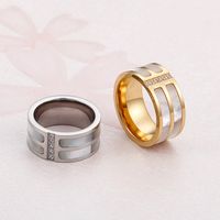Stainless Steel IG Style Geometric Polishing Plating Inlay Shell Rings main image 5