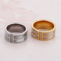 Stainless Steel IG Style Geometric Polishing Plating Inlay Shell Rings main image 6