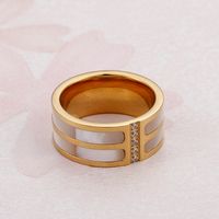 Stainless Steel IG Style Geometric Polishing Plating Inlay Shell Rings main image 7