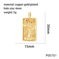 1 Piece 15*30mm Hole 4~4.9mm Copper Zircon 18K Gold Plated Rectangle Polished Pendant sku image 9