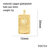 1 Piece 15*30mm Hole 4~4.9mm Copper Zircon 18K Gold Plated Rectangle Polished Pendant sku image 22
