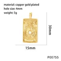 1 Piece 15*30mm Hole 4~4.9mm Copper Zircon 18K Gold Plated Rectangle Polished Pendant sku image 12