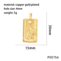 1 Piece 15*30mm Hole 4~4.9mm Copper Zircon 18K Gold Plated Rectangle Polished Pendant sku image 13