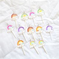 1 Pair Cute Handmade Rainbow Candy Synthetic Resin Metal Drop Earrings main image 1