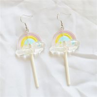 1 Pair Cute Handmade Rainbow Candy Synthetic Resin Metal Drop Earrings sku image 6