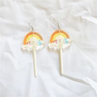 1 Pair Cute Handmade Rainbow Candy Synthetic Resin Metal Drop Earrings sku image 2