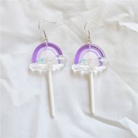 1 Pair Cute Handmade Rainbow Candy Synthetic Resin Metal Drop Earrings main image 4