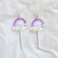 1 Pair Cute Handmade Rainbow Candy Synthetic Resin Metal Drop Earrings sku image 3