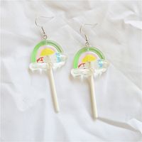 1 Pair Cute Handmade Rainbow Candy Synthetic Resin Metal Drop Earrings sku image 4