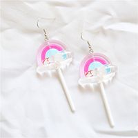 1 Pair Cute Handmade Rainbow Candy Synthetic Resin Metal Drop Earrings sku image 5