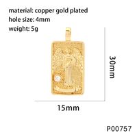 1 Piece 15*30mm Hole 4~4.9mm Copper Zircon 18K Gold Plated Rectangle Polished Pendant sku image 14