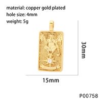 1 Piece 15*30mm Hole 4~4.9mm Copper Zircon 18K Gold Plated Rectangle Polished Pendant sku image 15