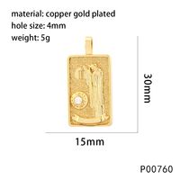 1 Piece 15*30mm Hole 4~4.9mm Copper Zircon 18K Gold Plated Rectangle Polished Pendant sku image 17
