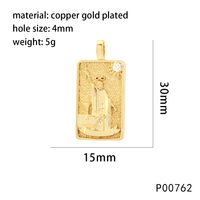 1 Piece 15*30mm Hole 4~4.9mm Copper Zircon 18K Gold Plated Rectangle Polished Pendant sku image 19