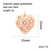 1 Piece 14*17mm 25*25mm Hole 3~3.9mm Copper Zircon 18K Gold Plated Star Heart Shape Polished Pendant main image 5