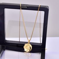Acero Titanio Chapados en oro de 18k Estilo Simple Girasol Collar Colgante sku image 1
